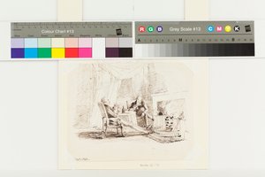 Dwóch dżentelmenów pijących przy ogniu (pióro i atrament na papierze) autorstwa John Harden