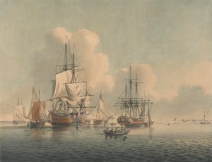 Men of War leżący na Sheerness autorstwa John Harris