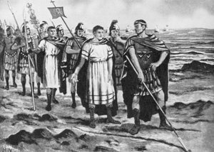 Konstantyn wytyczający granice nowej stolicy (litografia) autorstwa John Harris Valda
