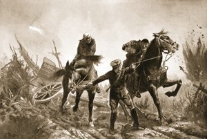 Kierowca Brown wraca z rannymi na koniach z linii ognia