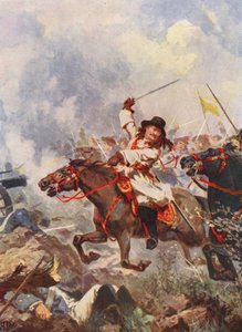 Fryderyk Wilhelm, Wielki Elektor, w Fehrbellin (kolorowa litografia) autorstwa John Harris Valda
