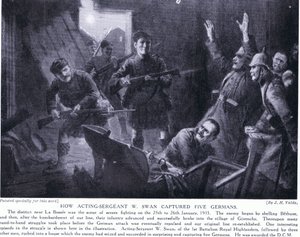 Jak pełniący obowiązki sierżanta W Swan schwytał pięciu Niemców pod Givenchy w styczniu 1915 r. autorstwa John Harris Valda