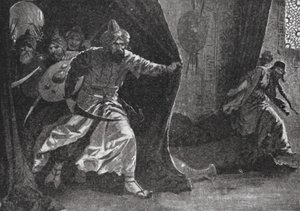 Bunt gwardii królewskiej w Damaszku (litografia) autorstwa John Harris Valda