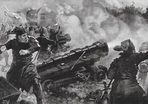 Oblężenie Konstantynopola przez Turków (litografia) autorstwa John Harris Valda