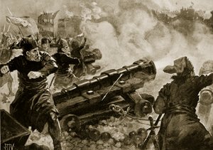 Oblężenie Konstantynopola przez Turków, ilustracja z „Historia Narodów Hutchinsona”, c.1915 autorstwa John Harris Valda