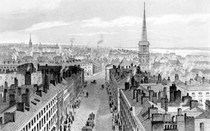 Liverpool z ratusza, patrząc na południe, grawerowany przez Johna Rogersa, ok.1830 autorstwa John Harwood