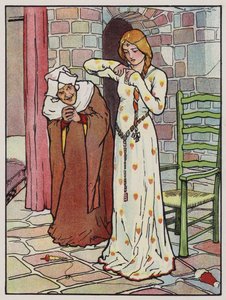 Rosanne nakłuwa rękę wrzecionem (kolor lito) autorstwa John Hassall