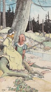 The Babes in the wood, ok. 1900 (akwarela i długopis i atrament na papierze) autorstwa John Hassall