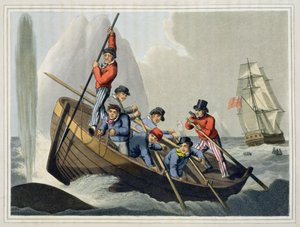 Okręt atakujący wieloryba, ryty: Matthew Dubourg (fl.1785-1820), wyd. Edward Orme, 1813