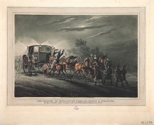 Zdobycie karety Bonapartego, dokumentów i skarbu przez majora von Kellera, 1816 autorstwa John Heaviside Clark