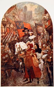 Orkiestra maszerująca w obronie Edwarda IV w bitwie pod Barnet autorstwa John Henry Amshewitz