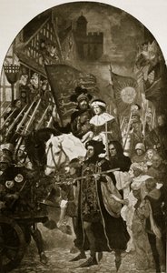 Henryk VI zostaje zabrany na bitwę pod Barnet, 1471, ilustracja z „Hutchinson