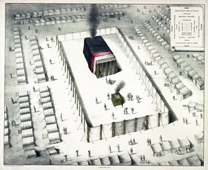 Tabernakulum na pustkowiu i plan obozu, opublikowany w 1850 r. (litografia kolorowa) autorstwa John Henry Camp