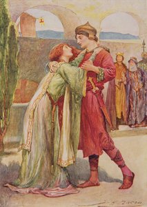 Posthumus i Imogen in Cymbeline z Opowieści dla dzieci z Szekspira Edith Nesbit (1858-1924) wyd. Raphael Tuck & Sons Ltd., Londyn (ilustracja książkowa)