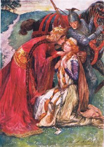 Królowa Ginewra wita Enid, ilustracja do „Opowieści dla dzieci z Tennysona” Nory Chesson