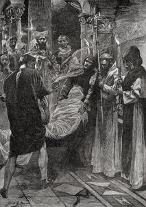 Pogrzeb króla Ethelberta z Kentu, z książki „Kościół anglikański: historia dla ludu”, wydanej ok. 1910 r. autorstwa John Henry Frederick Bacon