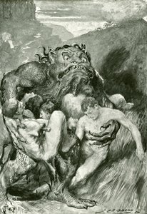 Demon zła, ze swoją dziką żarłocznością, chciwie ich pochwycił autorstwa John Henry Frederick after Bacon