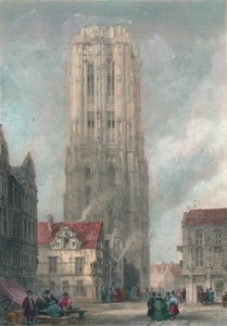 „Kościół św. Rembaulda, Mechlin”, połowa końca XIX wieku. autorstwa John Henry Le Keux