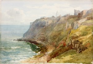 Tynemouth Priory (ołówek i akwarela na papierze (naklejone na kartę))