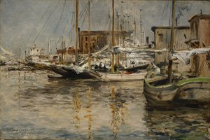 Łodzie do połowu ostryg, North River autorstwa John Henry Twachtman