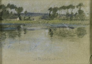 Drzewa po drugiej stronie rzeki autorstwa John Henry Twachtman