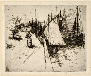 Kobieta na nabrzeżu, Honfleur autorstwa John Henry Twachtman