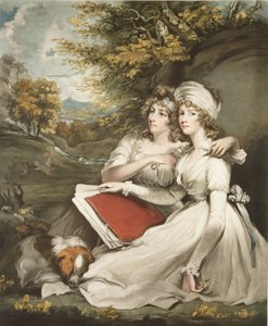 Córki Sir Thomasa Franklanda, Bart., grawerowane i pub. autorstwa Williama Warda (1766-1826), 1797 (rycina mezzotinta) autorstwa John Hoppner