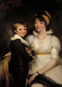 Młoda kobieta i mały chłopiec trzymający kota Obraz Johna Hoppnera (1758-1810) autorstwa John Hoppner