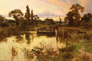 Rzeka o zachodzie słońca autorstwa John Horace Hooper