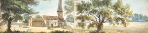 Stary kościół Eltham i dąb, Kent (akwarela) autorstwa John Inigo Richards