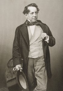 John Baldwin Buckstone (1802-79) grawerowany przez D.J. Pound z fotografii, z „The Drawing-Room of Eminent Personages, Volume 2”, wydanej w Londynie, 1860 autorstwa John Jabez Edwin Paisley Mayall