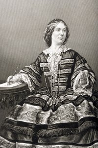 Panna Amy Sedgwick (1830-97) grawerowana przez D.J. Pound z fotografii, z „The Drawing-Room of Eminent Personages, Volume 2”, wydanej w Londynie, 1860 autorstwa John Jabez Edwin Paisley Mayall