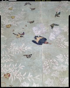Dzięcioł rudowłosy, wycięty z „Ptaków Ameryki” i naklejony na ręcznie malowaną chińską tapetę (kolaż) autorstwa John James Audubon