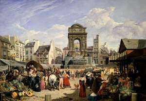 Rynek i Fontanna Niewiniątek, Paryż, 1823