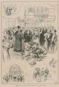 Prezentacja owoców burmistrzowi w rezydencji autorstwa John Jellicoe