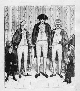 Trzech Gigantów z grupą widzów, 1784 autorstwa John Kay