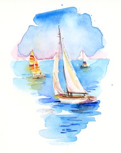 Żaglówki, 2017, (akwarela)