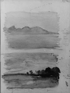 Podwójne studium świtu, Moorea widziana po drugiej stronie wody, Tahiti, 1891. autorstwa John La Farge