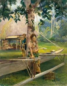 Portret Faase, Taupo, czyli Oficjalna Dziewica z zatoki Fagaloa, i Jej Duenny, Samoa, 1891 .