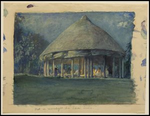 Chata w świetle księżyca, Iva, Savaii, październik 1890, 1890 autorstwa John La Farge or Lafarge