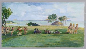 Taniec wojskowy na Samoa (wc na papierze) autorstwa John La Farge or Lafarge