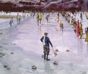Curling w Wengen (olej na płótnie)