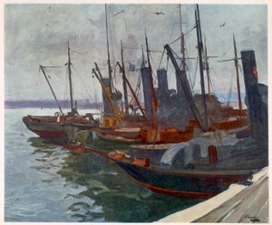 Sapery w porcie, od brytyjskich artystów na froncie, kontynuacja frontu zachodniego, 1918