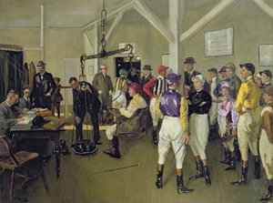 Pokój do ważenia, Hurst Park autorstwa John Lavery