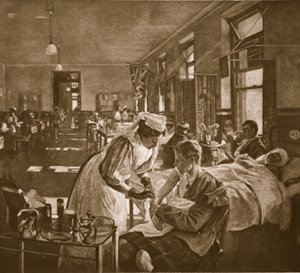 Ranny; Szpital w Londynie, 1914-19 autorstwa John Lavery