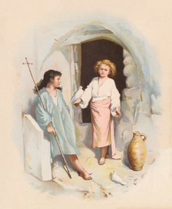 Chrystus i św. Jan (kolorowa litografia) autorstwa John Lawson
