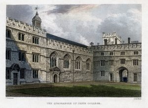 The Quadrangle of Jesus College, Oxford University, c1830s.