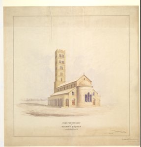 Kościół Świętej Trójcy, Kurrachee (Karachi), wrzesień 1856 (akwarela na papierze) autorstwa John Le Mesurier
