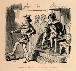 Edwarda II. i jego ulubieniec, Piers Gaveston, c1860, c1860 autorstwa John Leech