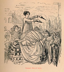 Stos pogrzebowy Sulli, 1852 r. autorstwa John Leech